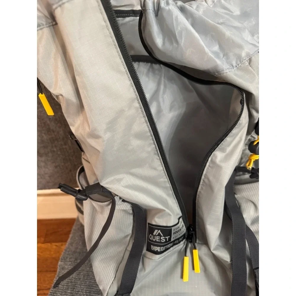 Quest Expedition 45L Pack Hiking Backpack Grey Black Yellow Outdoor Daypack - Picture 10 of 10